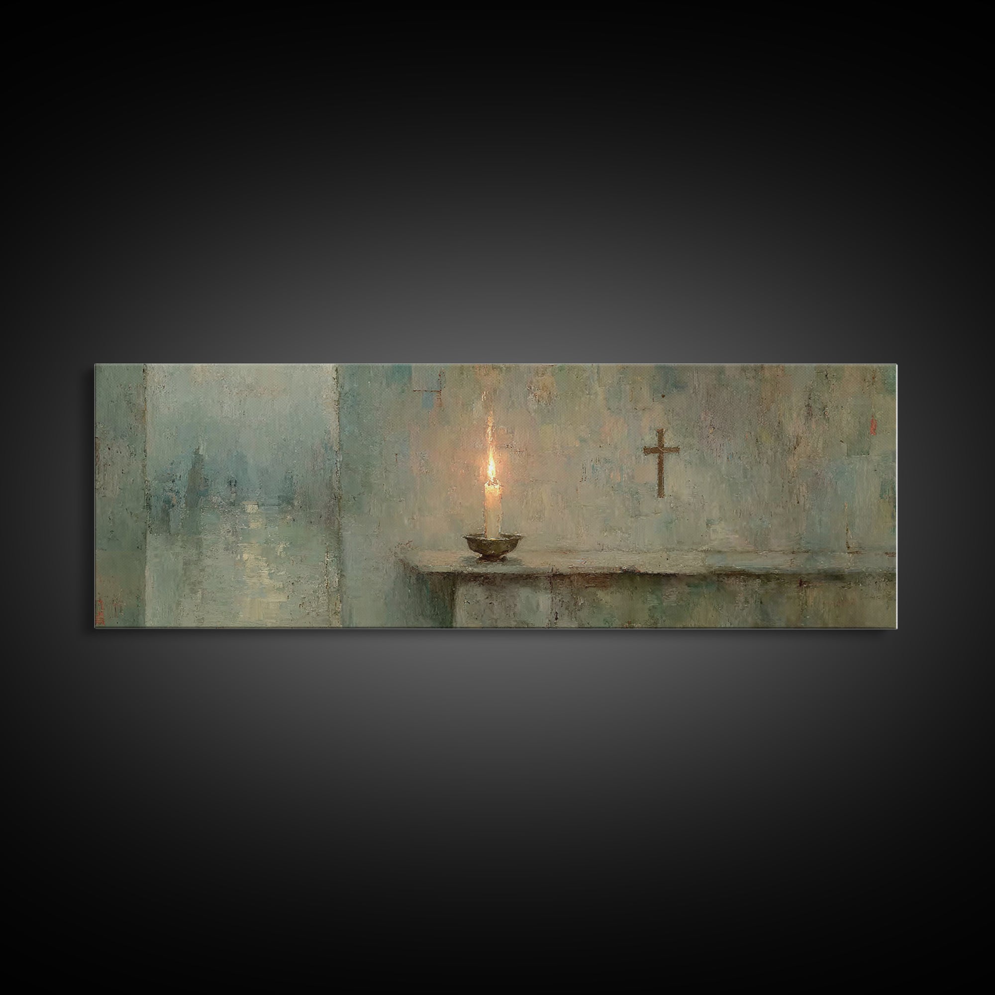 Hushed Horizons, Framed Canvas Print, Panoramic Painting, Christian Wall Art, Jesus Painting, Christian Art Canvas
