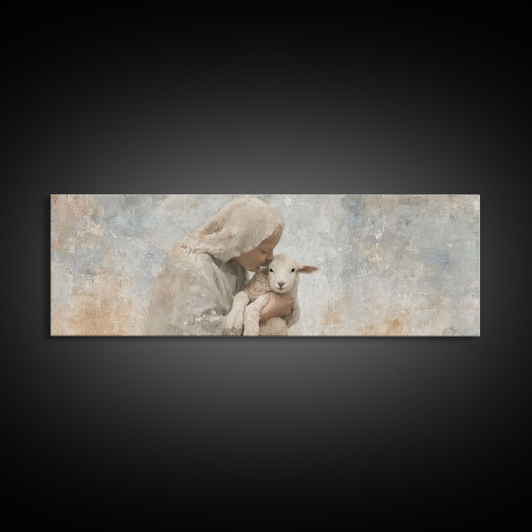 Mothering Grace – Framed Canvas Print – Christian Art – Panoramic Print – Christmas Art Work – Christian Christmas Decorations – Jesus Art