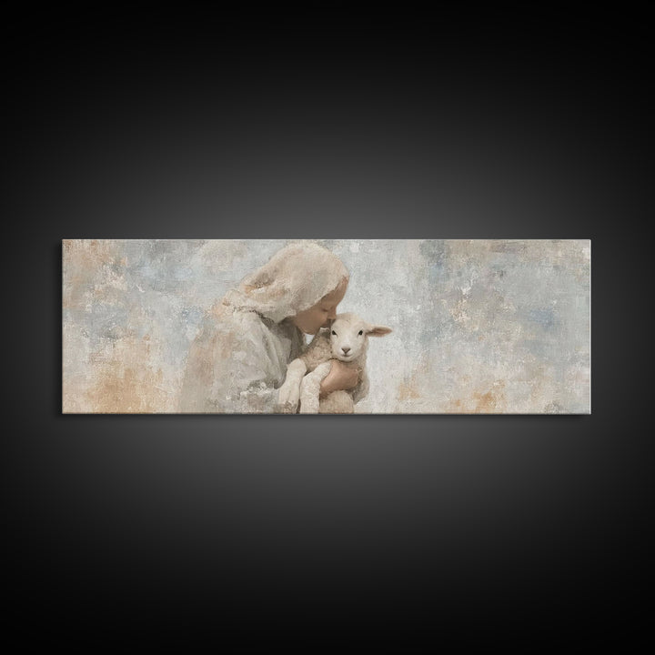 Mothering Grace – Framed Canvas Print – Christian Art – Panoramic Print – Christmas Art Work – Christian Christmas Decorations – Jesus Art