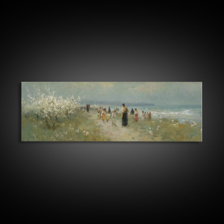 Shoreline Mercy, Framed Canvas Print, Christian Art Canvas, Panoramic Wall Art, Jesus Painting, Christian Wall Art, Christmas Art Prints