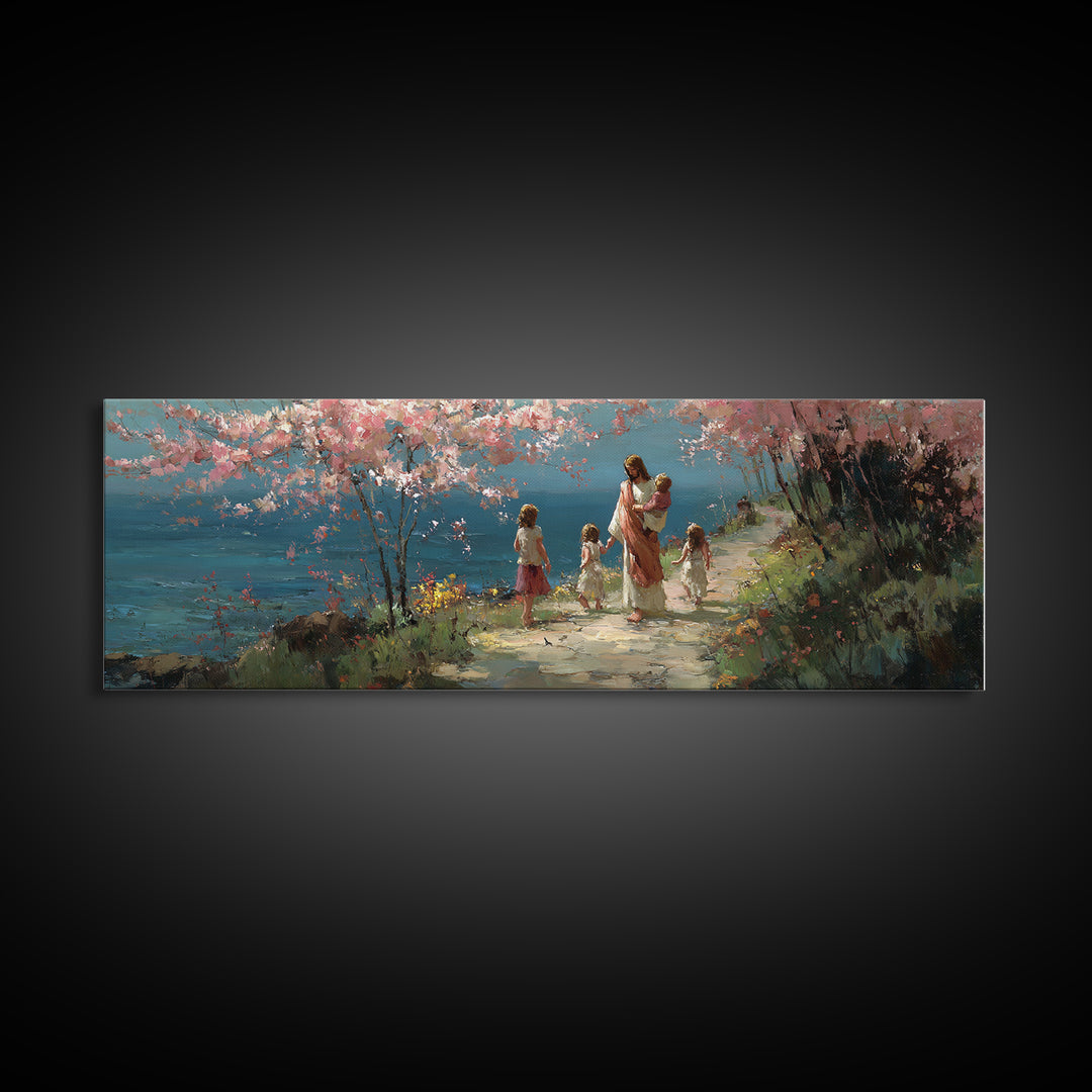 Path Of Hope | Framed Canvas Print | Christian Wall Art | Panoramic Painting | Jesus Art Print | Christian Art Canvas | Christmas Art
