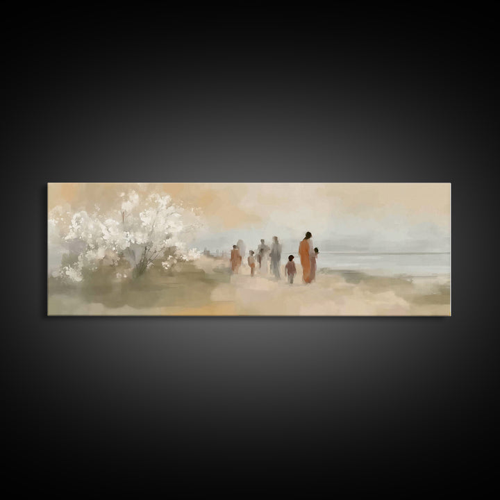 Morning Of Peace – Framed Canvas Print – Christian Art Print – Panoramic Frame – Jesus Painting – Christian Wall Art – Christmas Art