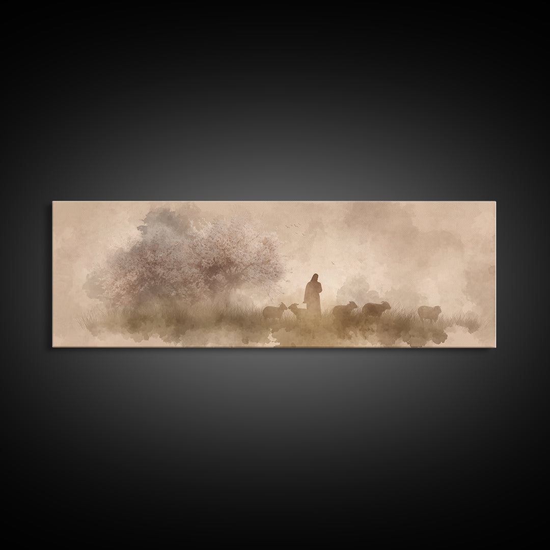 Orchard Of Peace – Framed Canvas Print – Christian Art Canvas – Panoramic Art – Jesus Wall Art – Christian Painting – Christmas Art