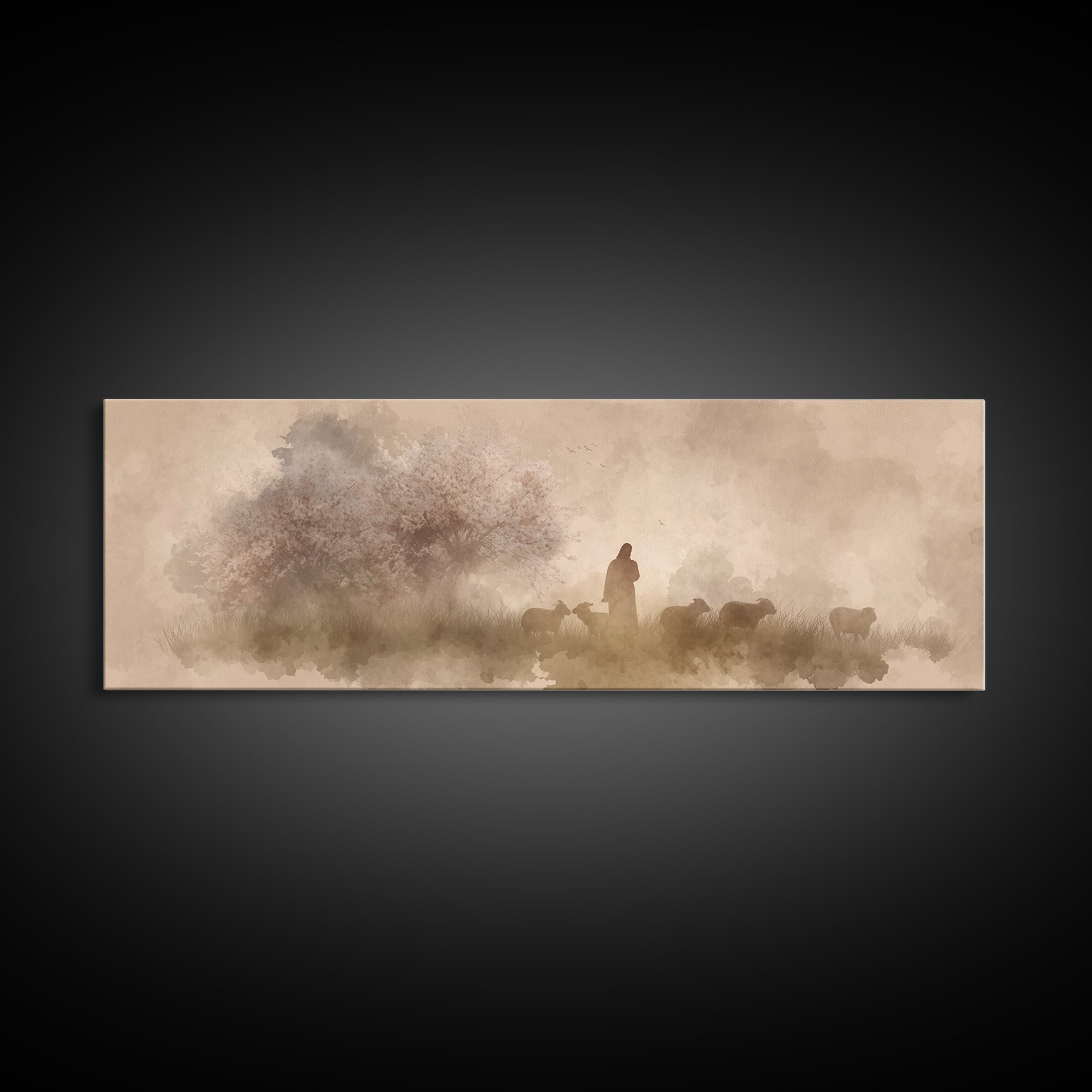 Orchard Of Peace – Framed Canvas Print – Christian Art Canvas – Panoramic Art – Jesus Wall Art – Christian Painting – Christmas Art