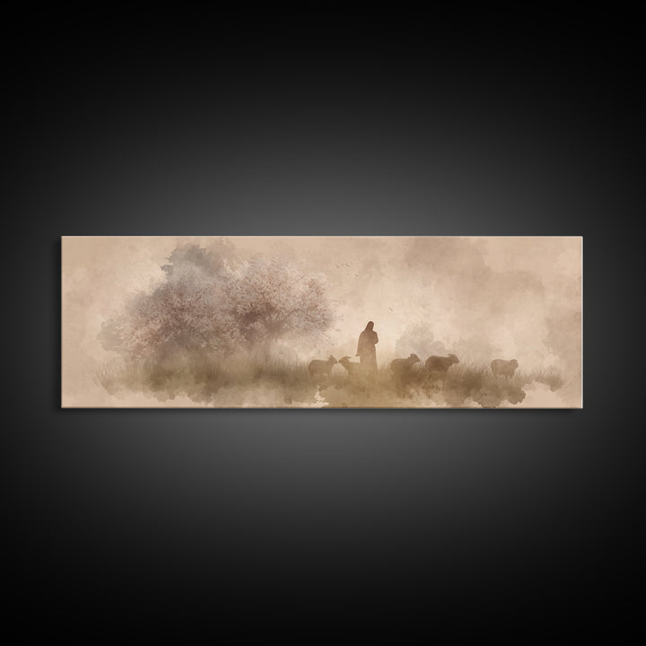 Orchard Of Peace – Framed Canvas Print – Christian Art Canvas – Panoramic Art – Jesus Wall Art – Christian Painting – Christmas Art