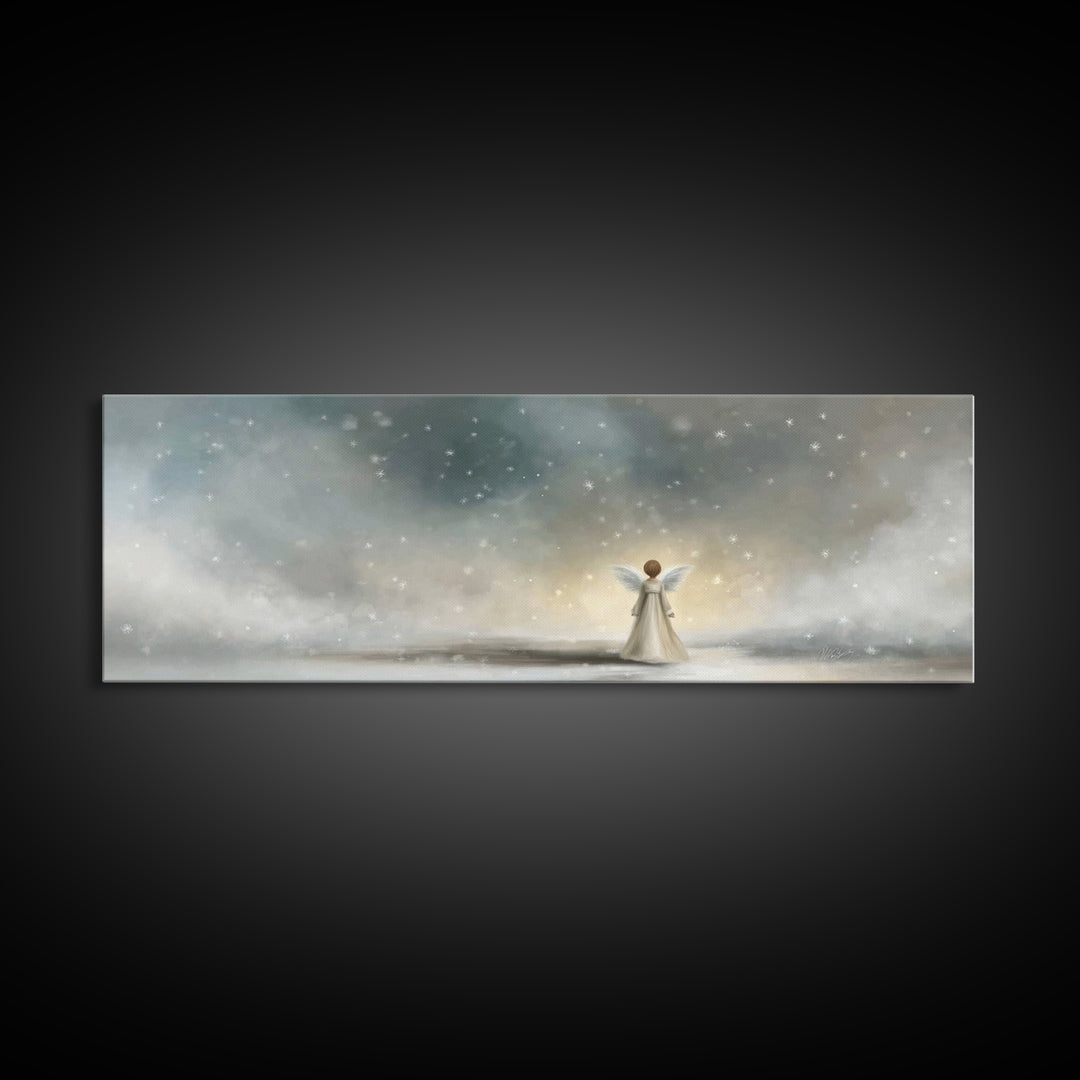 Field Of Gentle Mercy, Framed Canvas Print, Christian Art Canvas, Panoramic Wall Art, Jesus Painting, Christian Painting, Christmas Art