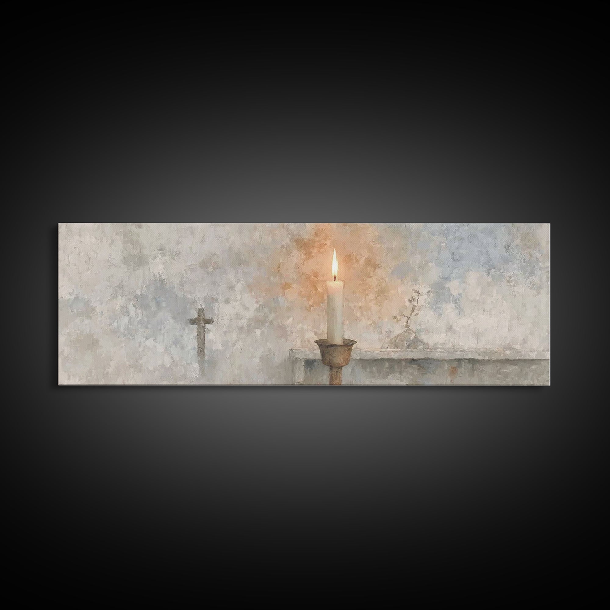 Candle Of Mercy – Framed Canvas Print – Christian Wall Art – Panoramic Art – Christian Art Canvas – Christian Christmas Art