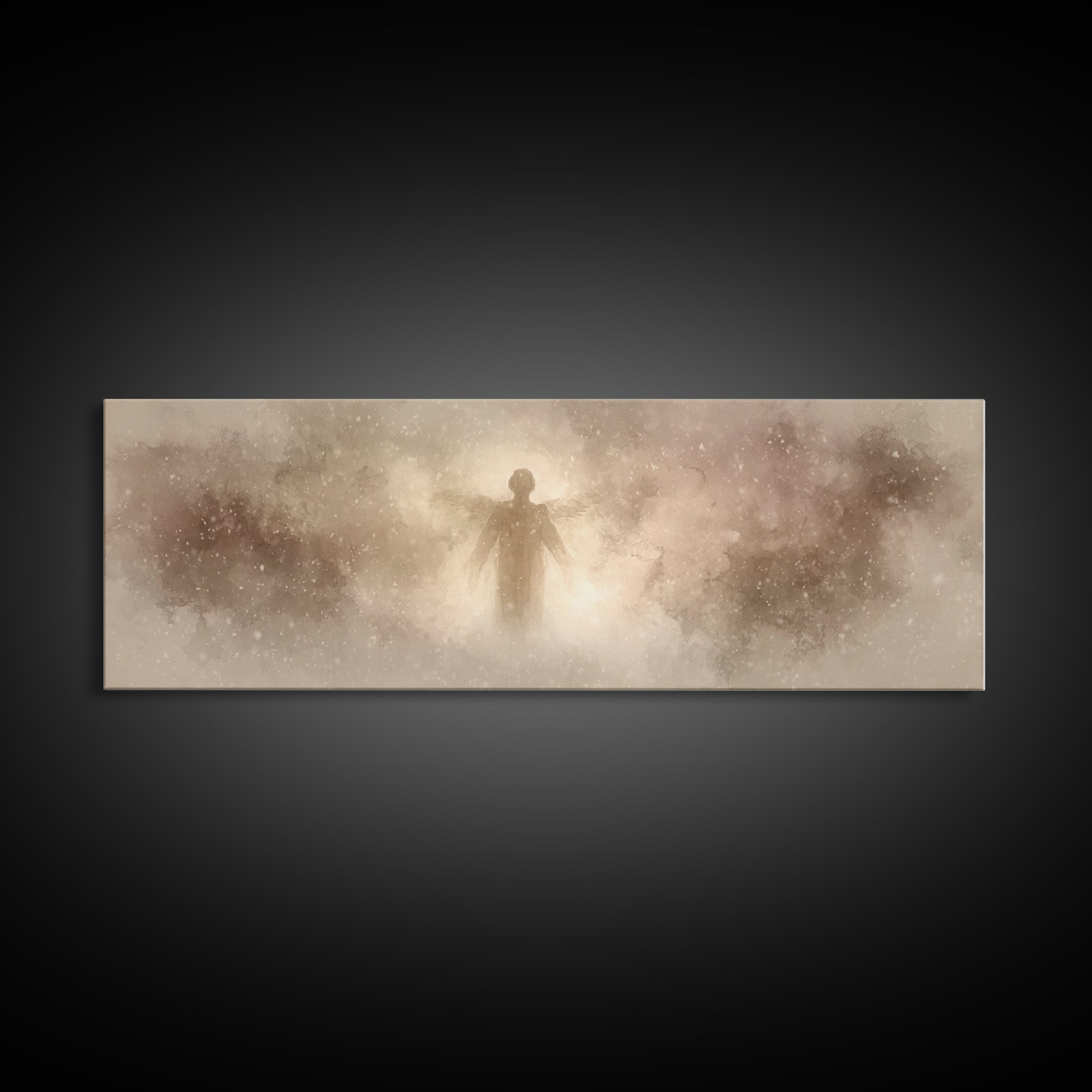 Angel Of Stillness | Framed Canvas Print | Panoramic Painting | Christian Wall Art | Christian Art Canvas | Christian Christmas Art | Moder