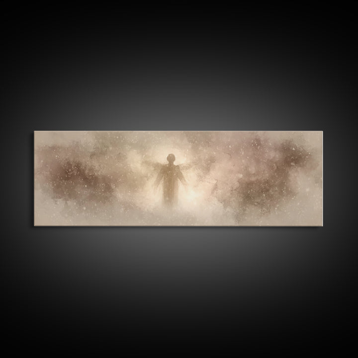 Angel Of Stillness | Framed Canvas Print | Panoramic Painting | Christian Wall Art | Christian Art Canvas | Christian Christmas Art | Moder