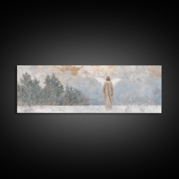 Silent Angel Watch – Framed Canvas Print – Panoramic Print – Christian Art – Minimalist Christian Art – Christian Art Canvas – Christmas Ar