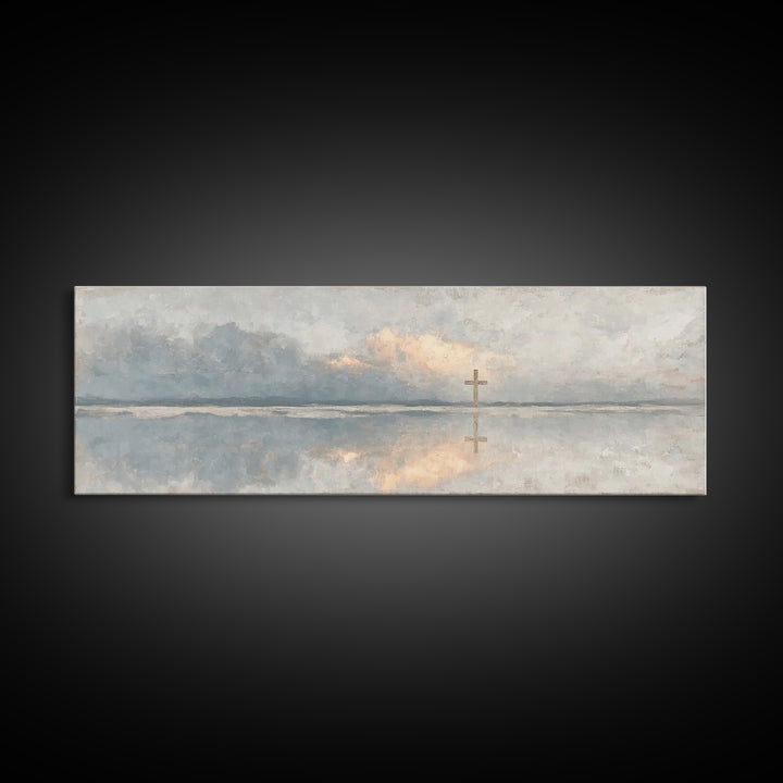 Reflections Of Hope – Framed Canvas Print – Panoramic Painting – Christian Wall Art – Christian Art Canvas – Christmas Art – Modern Christi