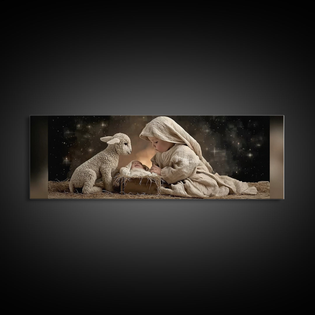 Bethlehem Dawn | Framed Canvas Print | Christian Art Canvas | Panoramic Wall Art | Christian Christmas Art | Jesus Painting | Christian Dec