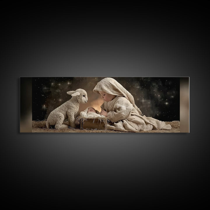 Bethlehem Dawn | Framed Canvas Print | Christian Art Canvas | Panoramic Wall Art | Christian Christmas Art | Jesus Painting | Christian Dec