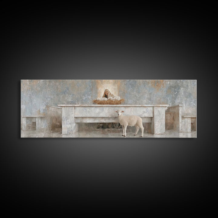 Holy Child Wonder, Framed Canvas Print, Christian Wall Art, Panoramic Painting, Christian Art Canvas, Christmas Art, Christian Christmas De