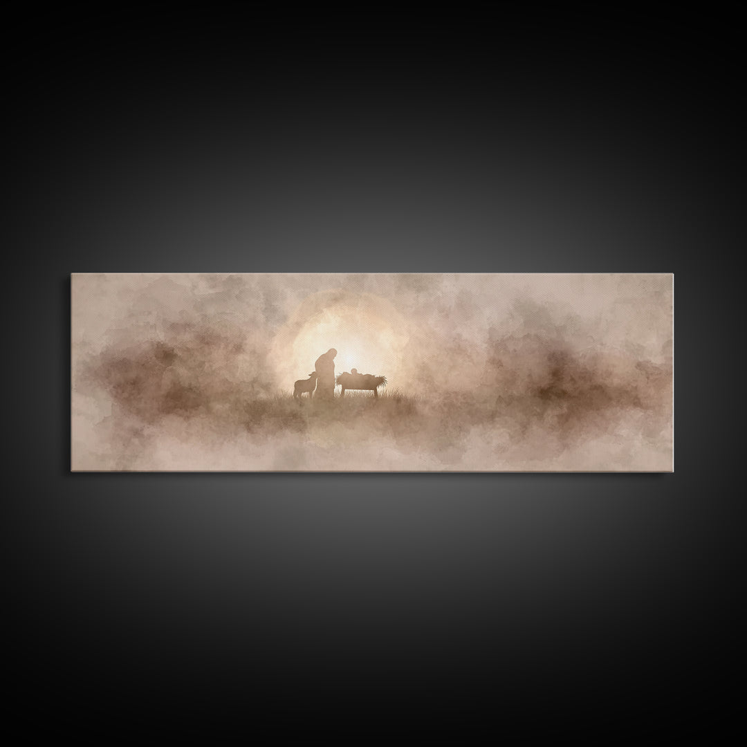 Humble Birth Star | Framed Canvas Print | Christian Art Canvas | Panoramic Painting | Christian Christmas Art | Christian Wall Art | Jesus
