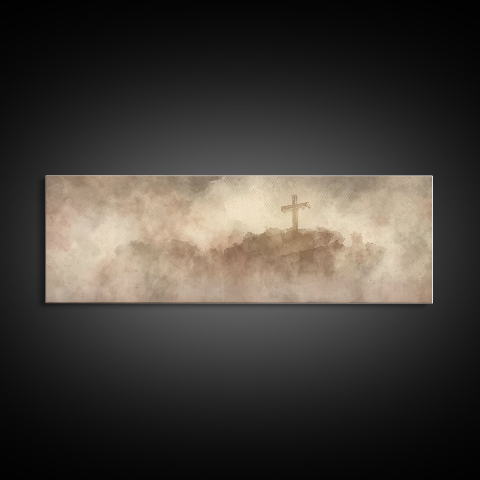 Cross Of Mercy, Framed Canvas Print, Christian Wall Art, Christian Art Canvas, Christian Painting, Christmas Art Prints, Panoramic Painting