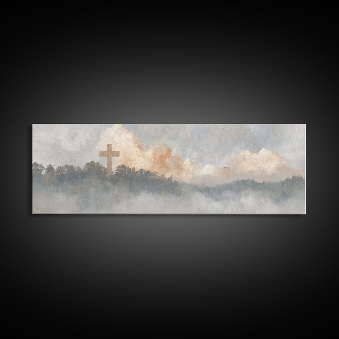 Clouds Of Grace, Framed Canvas Print, Christian Wall Art, Christian Art Canvas, Christian Painting, Christian Christmas Art, Panoramic Art