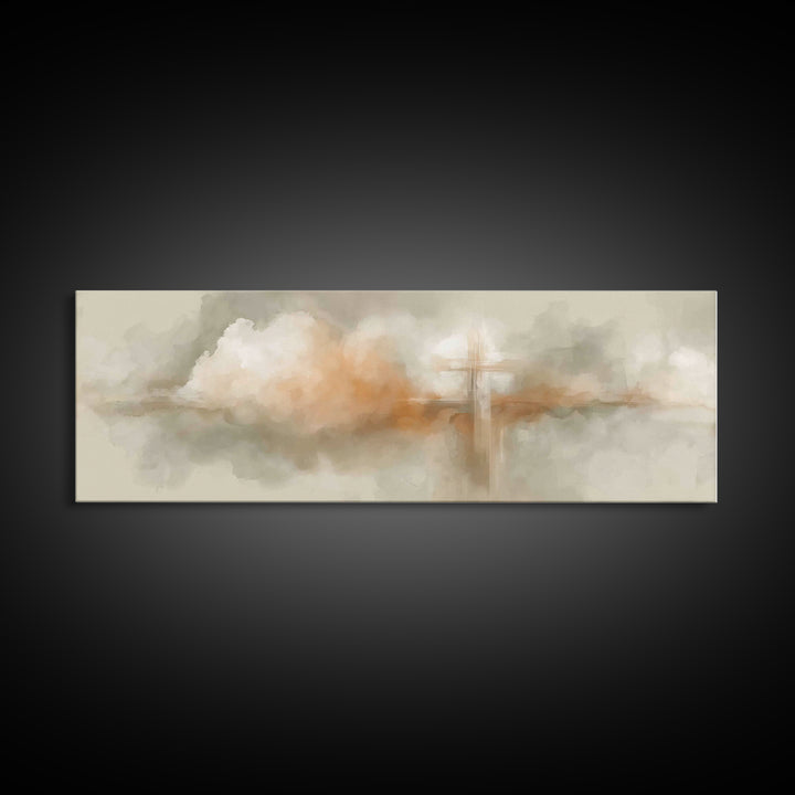 Glory In The Mist – Framed Canvas Print – Christian Wall Art – Christian Painting – Christian Art Canvas – Christmas Art – Panoramic Wall A