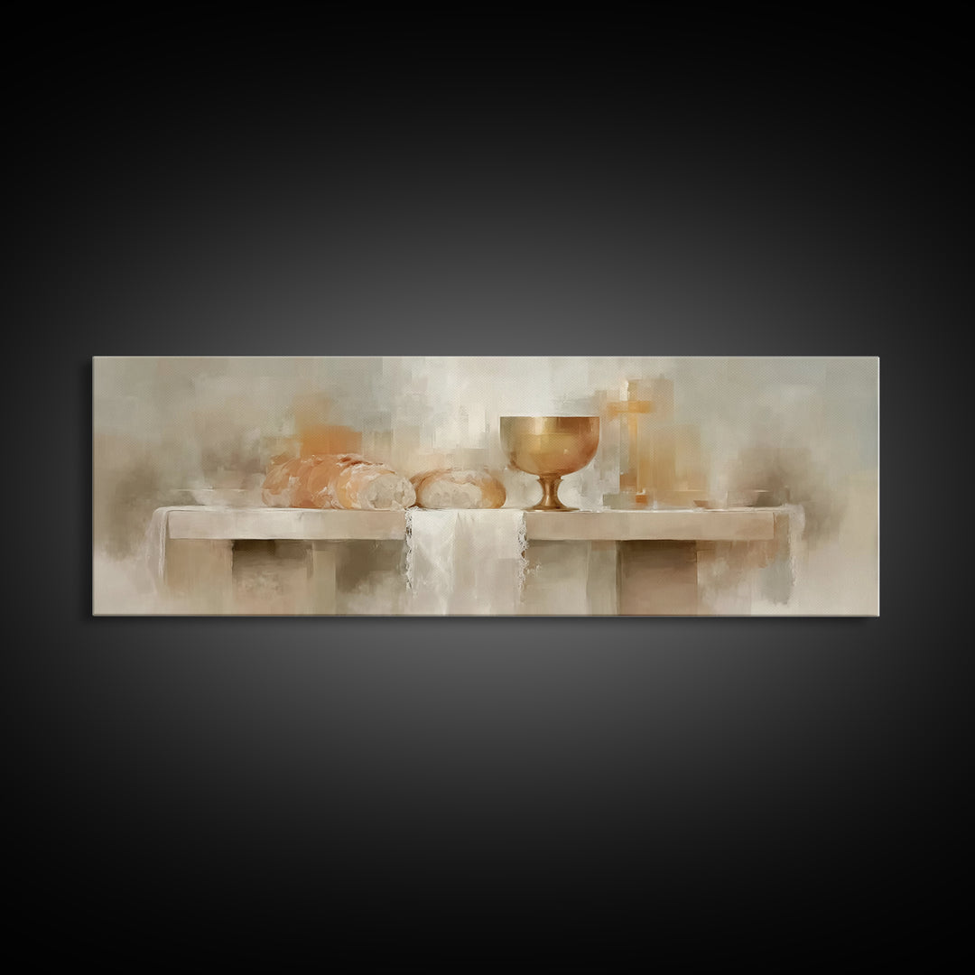 Bread Of Covenant – Framed Canvas Print – Christian Wall Art – Christian Art Canvas – Panoramic Art – Christian Christmas Art