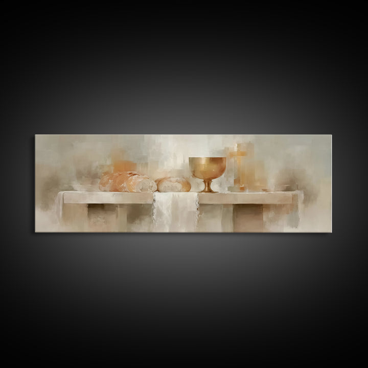 Bread Of Covenant – Framed Canvas Print – Christian Wall Art – Christian Art Canvas – Panoramic Art – Christian Christmas Art