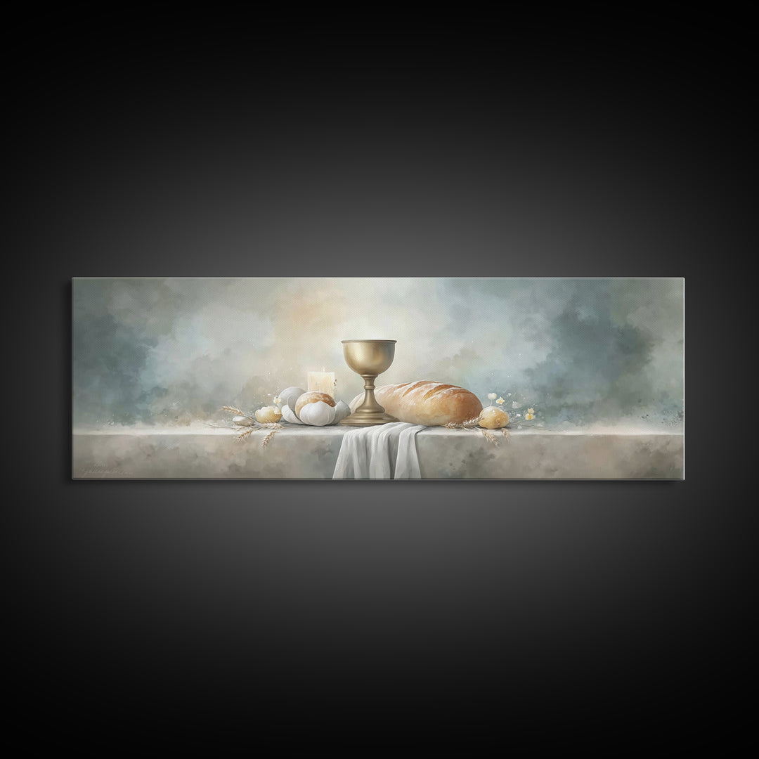 Holy Feast Radiance – Framed Canvas Print – Christian Art Canvas – Panoramic Wall Art – Christian Wall Art – Christmas Art