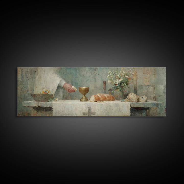 Chalice Of Peace, Framed Canvas Print, Christian Christmas Art, Panoramic Frame, Christian Art Canvas, Christian Wall Art