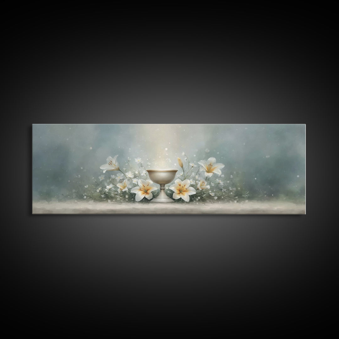 Lily Crown Glory – Framed Canvas Print – Christian Wall Art – Panoramic Wall Art – Christian Christmas Art – Christian Art Canvas