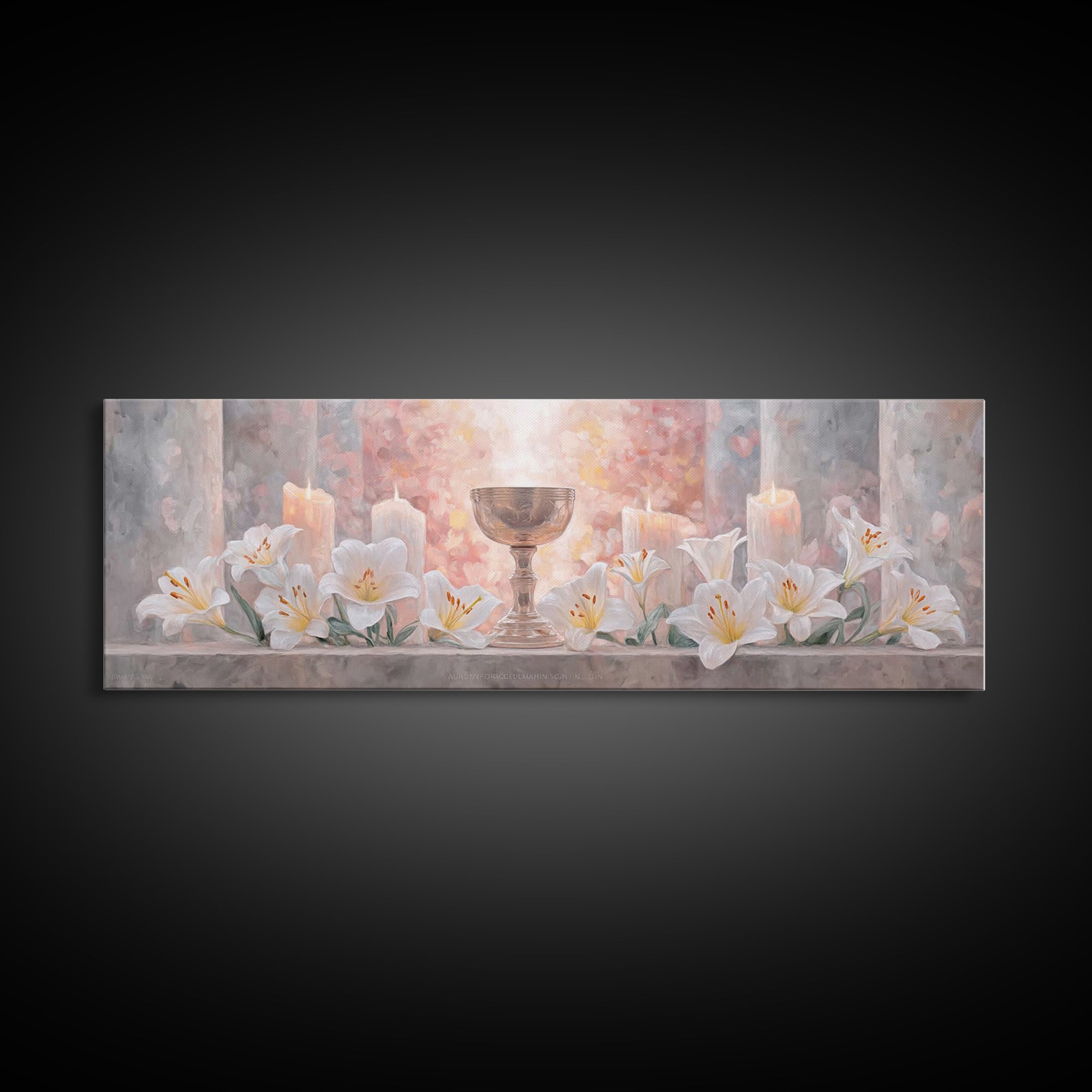 Heavenly Chalice Light – Framed Canvas Print – Christian Christmas Art – Christian Art Canvas – Panoramic Art – Christian Wall Art