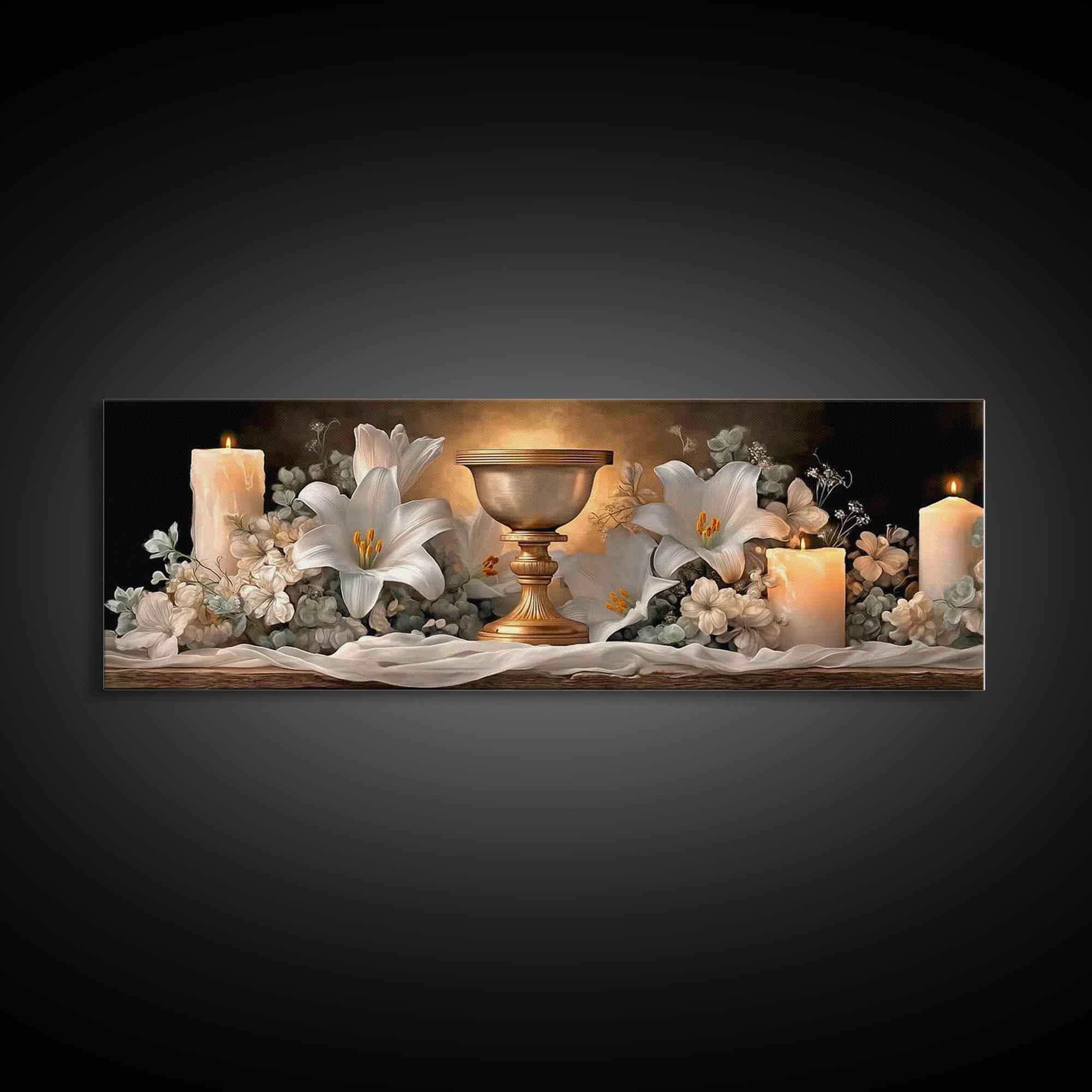 Chalice Of Light – Framed Canvas Print – Christian Wall Art – Christian Art Canvas – Panoramic Wall Art – Christmas Art – Christian Gift Id