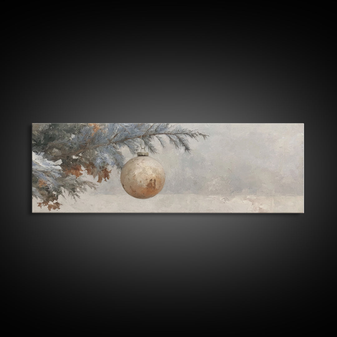 Winter Blessing Glow, Framed Canvas Print, Christmas Wall Art, Panoramic Painting, Christian Christmas Art, Framed Christian Art, Christian