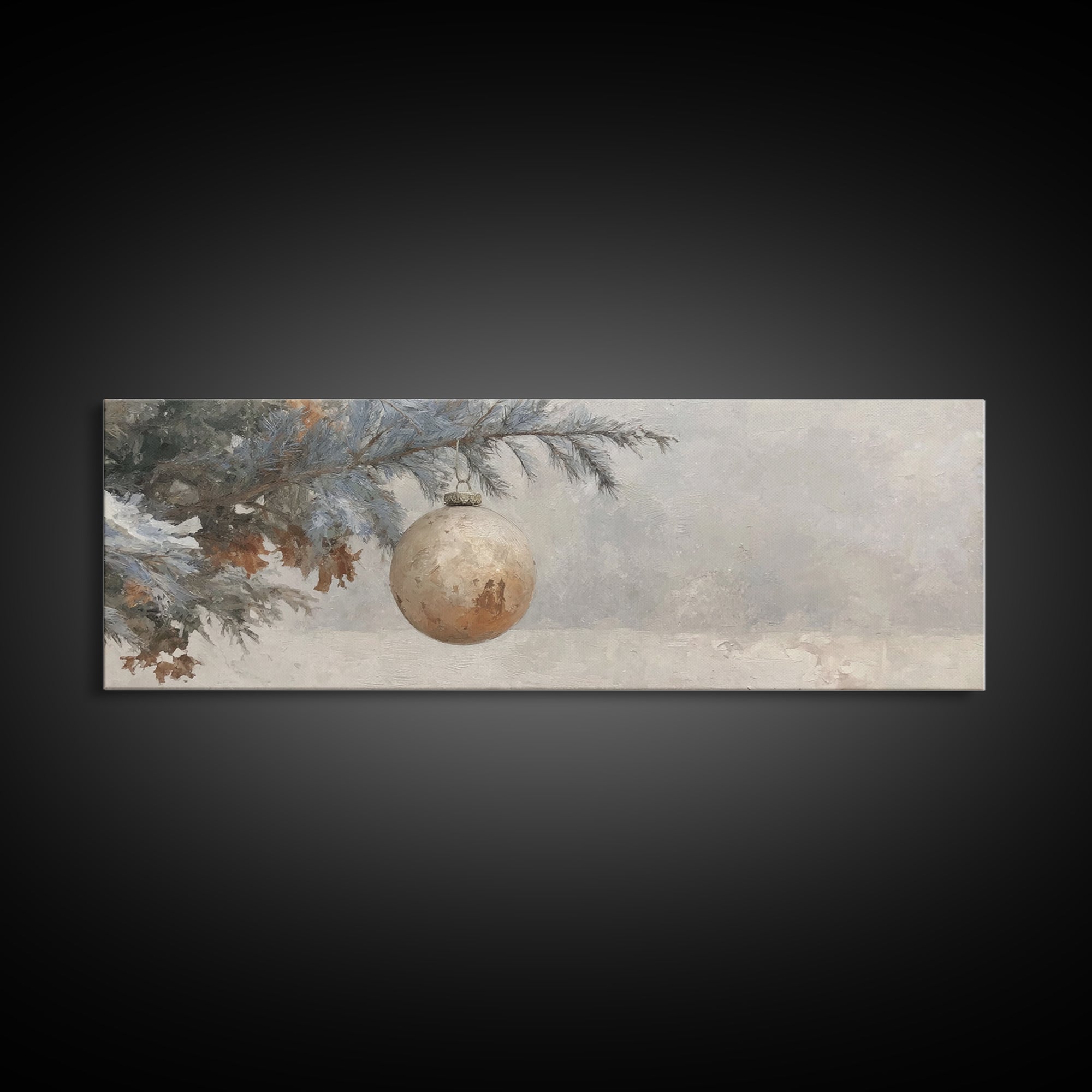 Winter Blessing Glow, Framed Canvas Print, Christmas Wall Art, Panoramic Painting, Christian Christmas Art, Framed Christian Art, Christian
