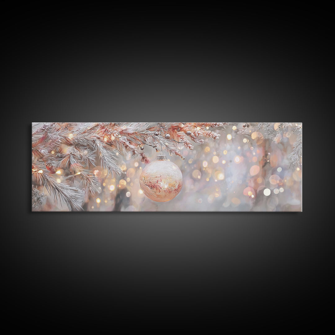 Sacred Snowfall Grace | Framed Canvas Print | Christian Christmas Art | Panoramic Wall Art | Christmas Art Prints | Christian Decor | Vinta