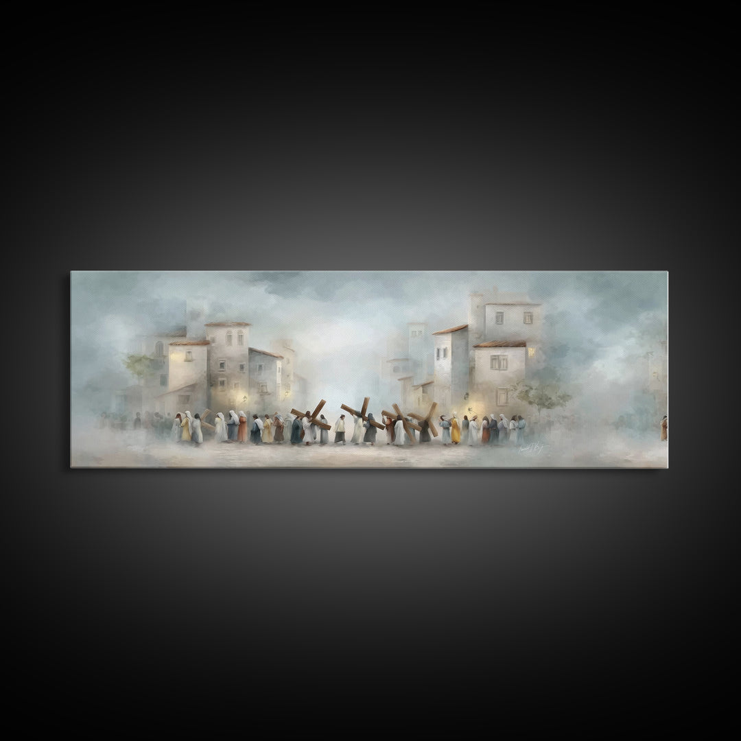 City Of Redemption – Framed Canvas Print – Christian Wall Art – Panoramic Wall Art – Christian Art Canvas – Subtle Christian Art