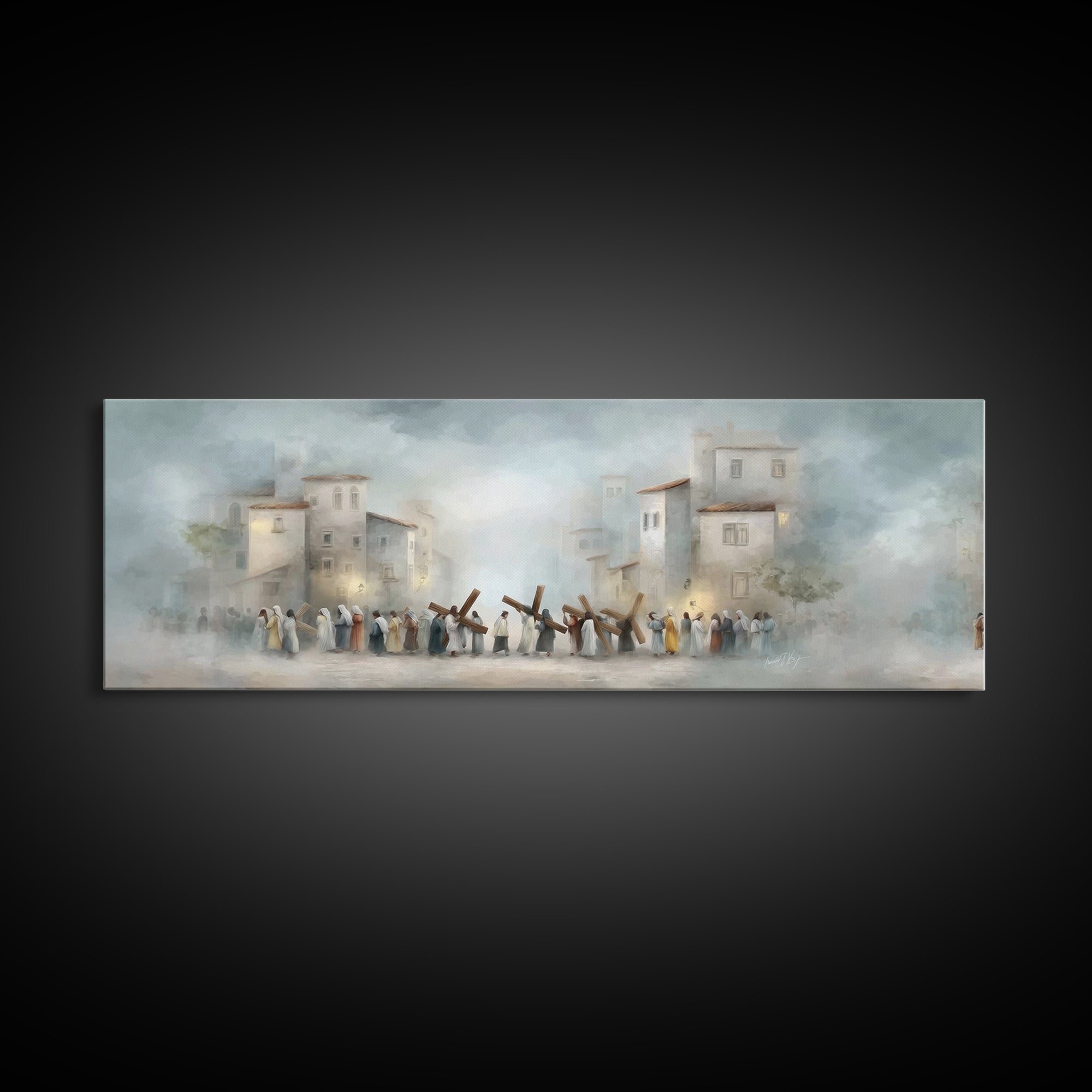 City Of Redemption – Framed Canvas Print – Christian Wall Art – Panoramic Wall Art – Christian Art Canvas – Subtle Christian Art