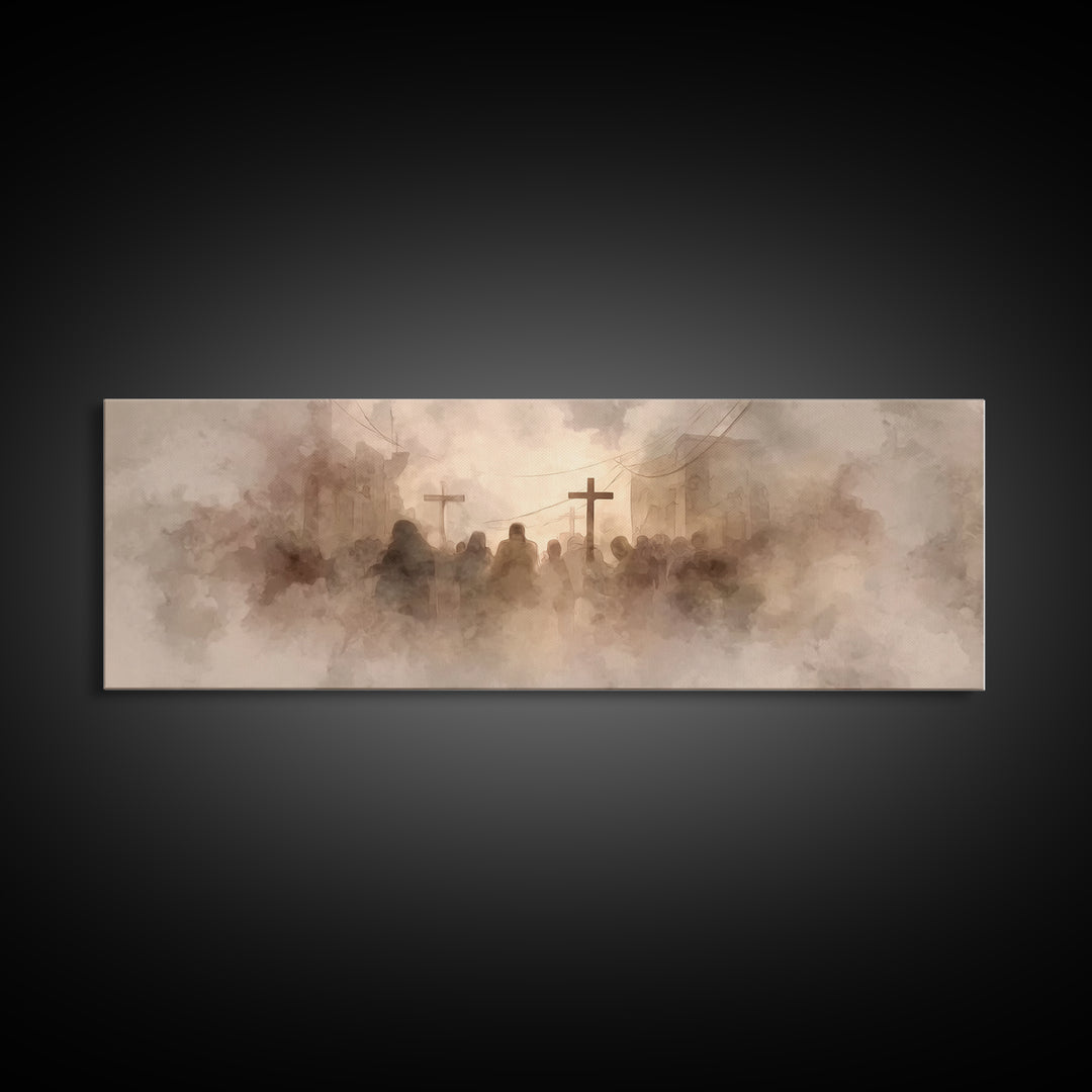 Dust Of Calvary | Framed Canvas Print | Christian Wall Art | Panoramic Art | Moody Christian Art | Christian Art Canvas