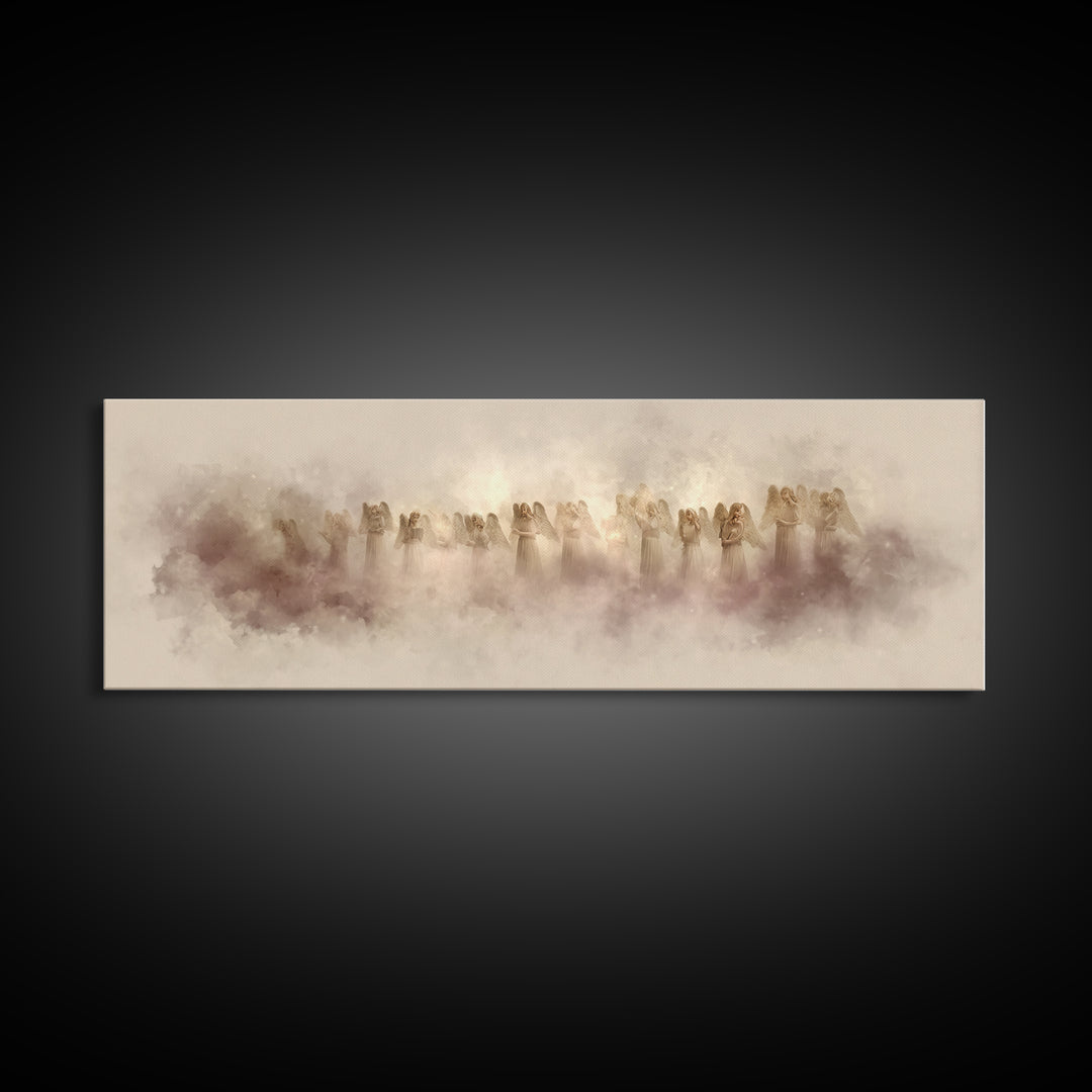 Heavenly Chorus – Framed Canvas Print – Panoramic Wall Art – Christian Art Canvas – Christian Christmas Art – Modern Christian Art