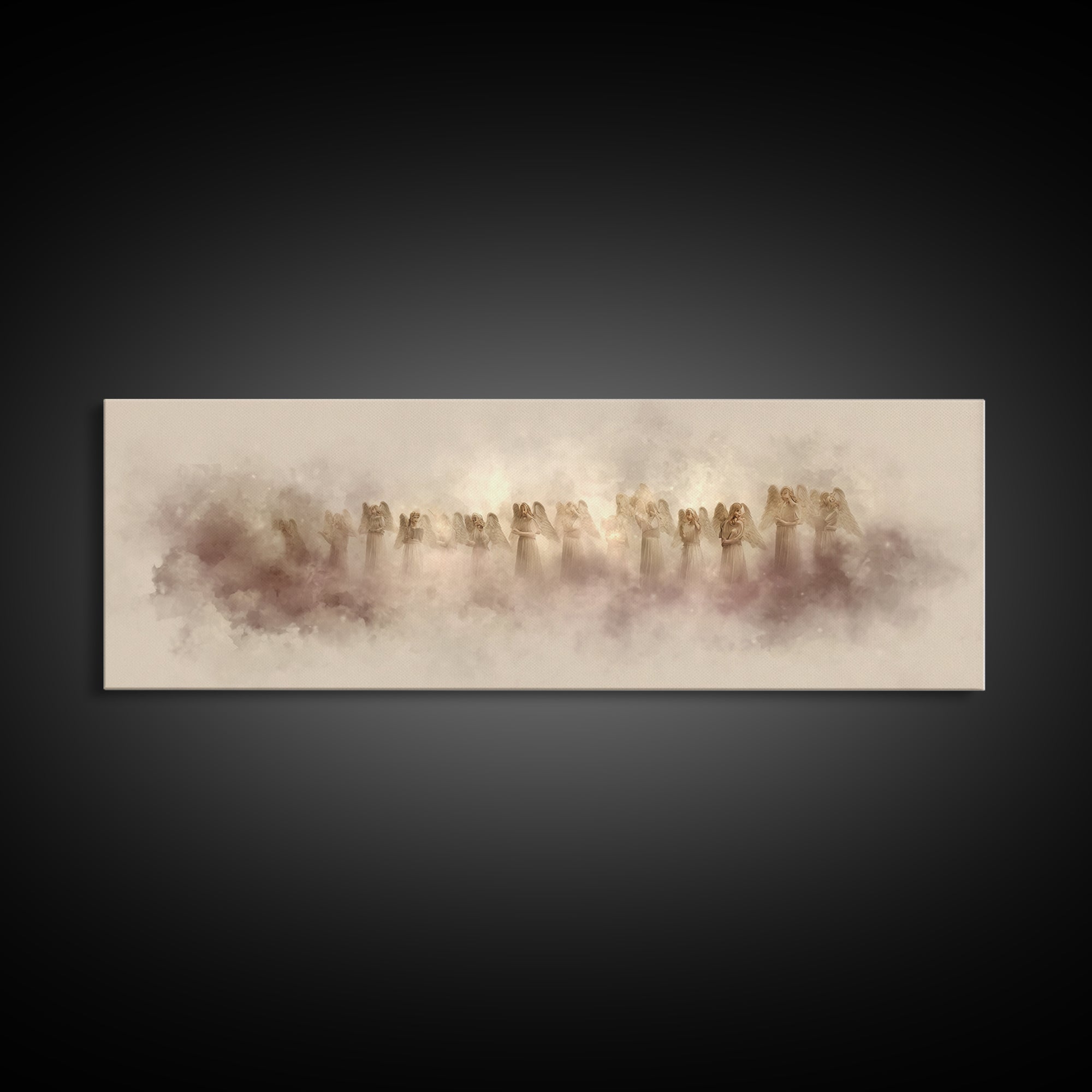 Heavenly Chorus – Framed Canvas Print – Panoramic Wall Art – Christian Art Canvas – Christian Christmas Art – Modern Christian Art