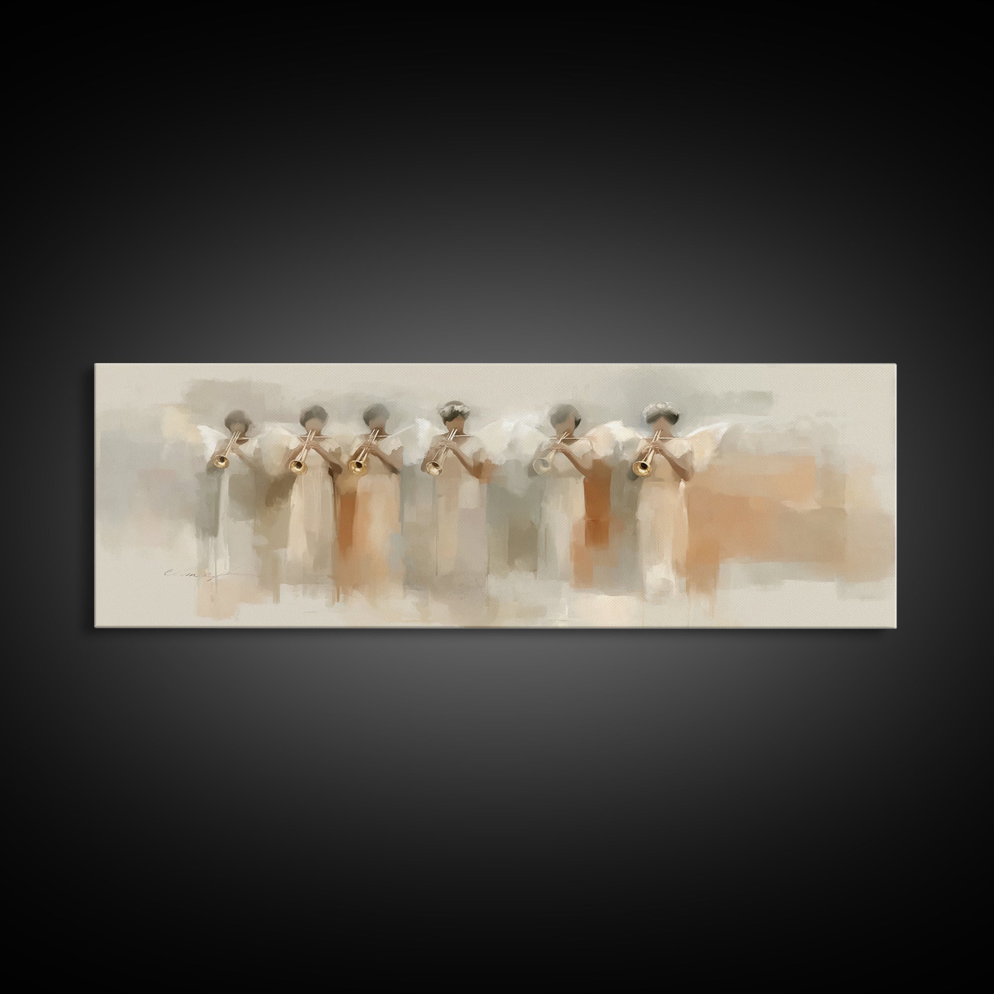 Trumpets Of Glory | Framed Canvas Print | Christian Art Canvas | Panoramic Painting | Christian Wall Art | Large Christian Art