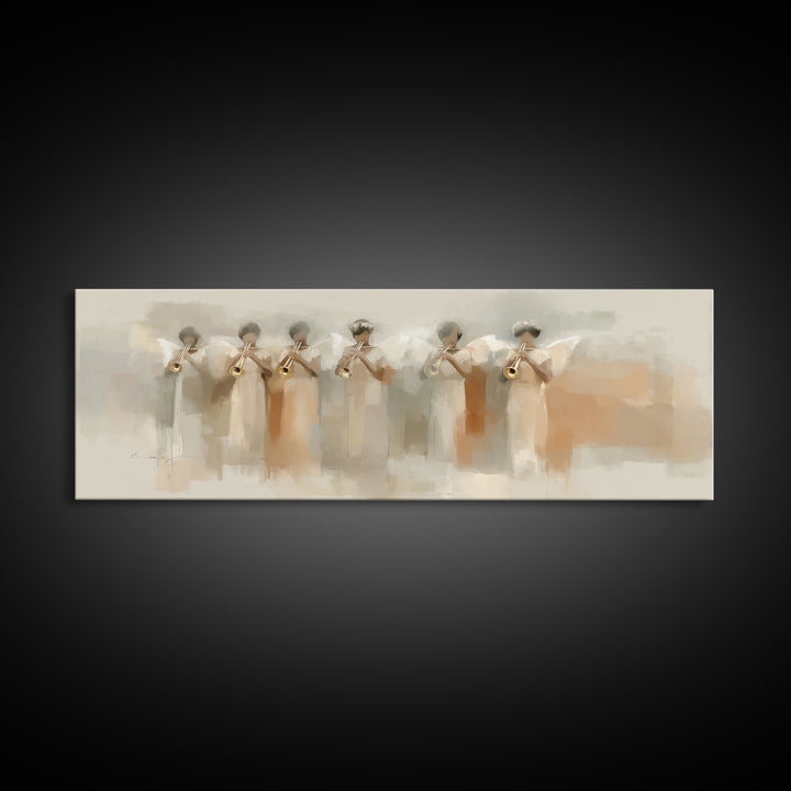 Trumpets Of Glory | Framed Canvas Print | Christian Art Canvas | Panoramic Painting | Christian Wall Art | Large Christian Art