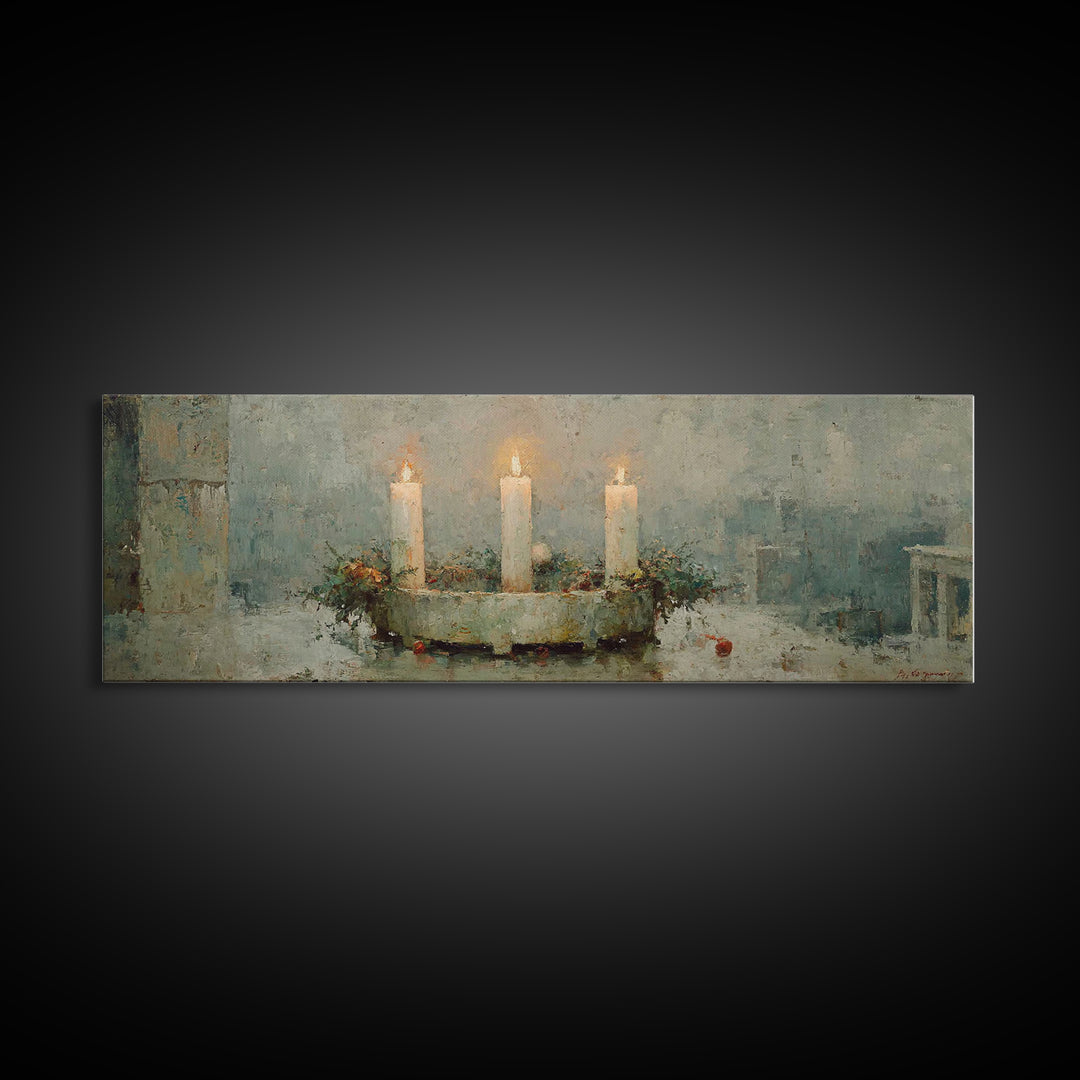 Advent Light | Framed Canvas Print | Panoramic Painting | Christian Wall Art | Christian Art Canvas | Christian Christmas Art
