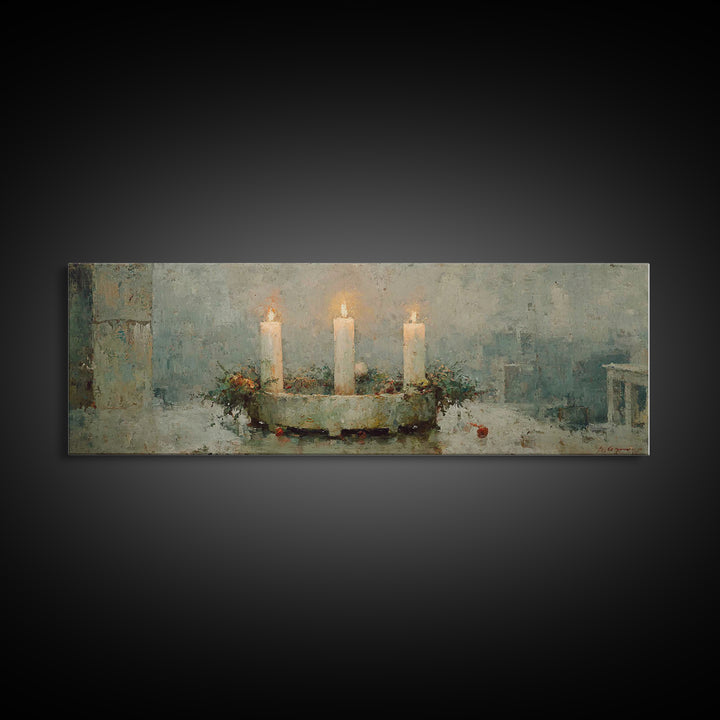 Advent Light | Framed Canvas Print | Panoramic Painting | Christian Wall Art | Christian Art Canvas | Christian Christmas Art