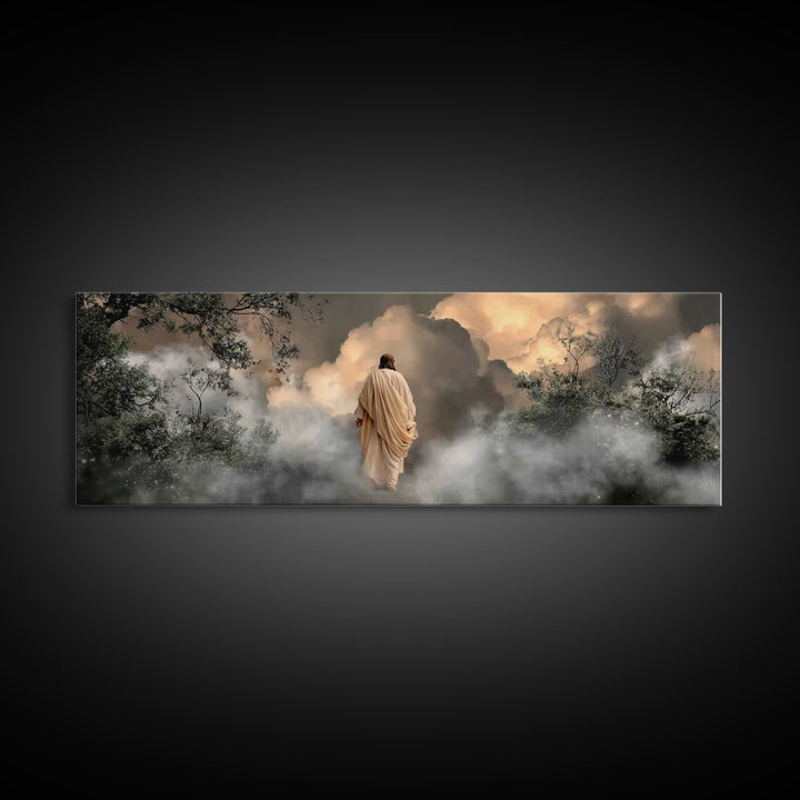 Holy Path Wonder, Framed Canvas Print, Jesus Wall Art, Christian Art Canvas, Modern Christian Art, Panoramic Wall Art, Christian Painting