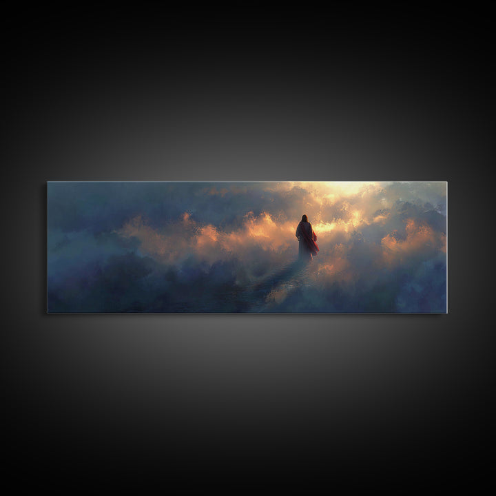 Heavenly Ascent Path | Framed Canvas Print | Jesus Painting | Christian Art Work | Large Christian Painting | Panoramic Print | Christian W