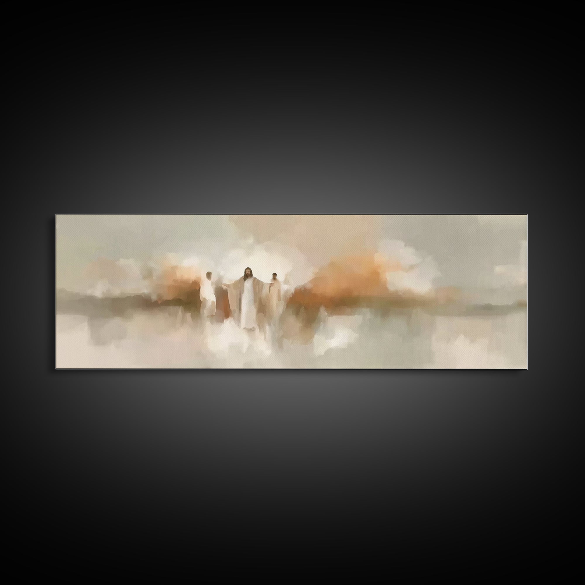 Sacred Gathering Light – Framed Canvas Print – Christian Art Canvas – Modern Christian Painting – Panoramic Art – Christian Wall Art – Chri