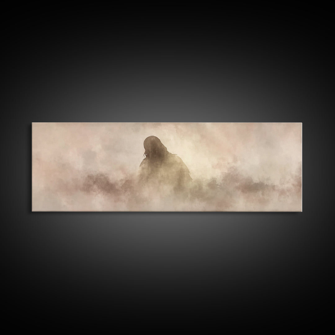 Veil Of Presence – Framed Canvas Print – Christian Art – Minimalist Christian Art – Subtle Christian Paintings – Panoramic Art – Christian