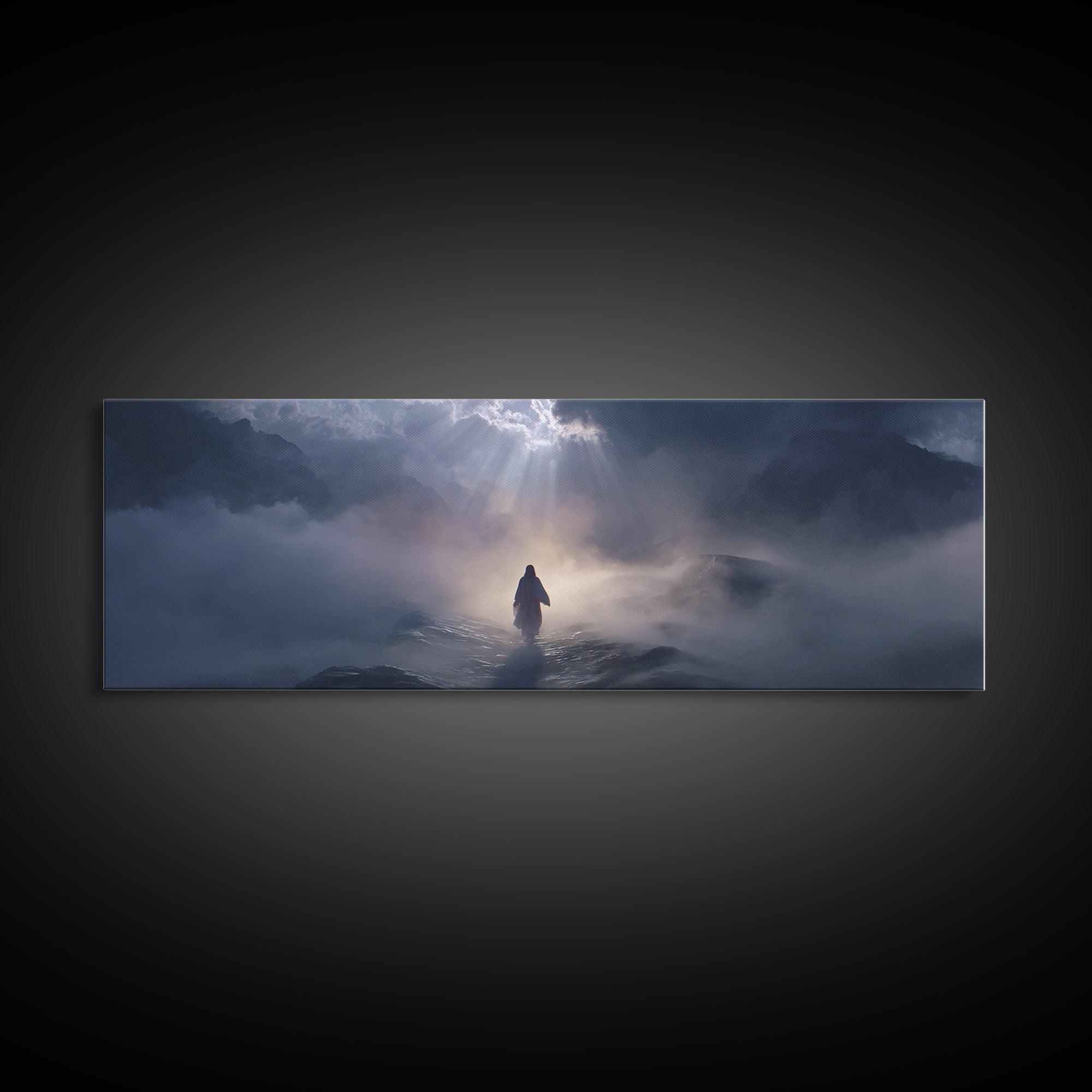 Path Of Divine Light – Framed Canvas Print – Christian Art Canvas – Jesus Painting – Modern Christian Art – Panoramic Art – Christian Wall