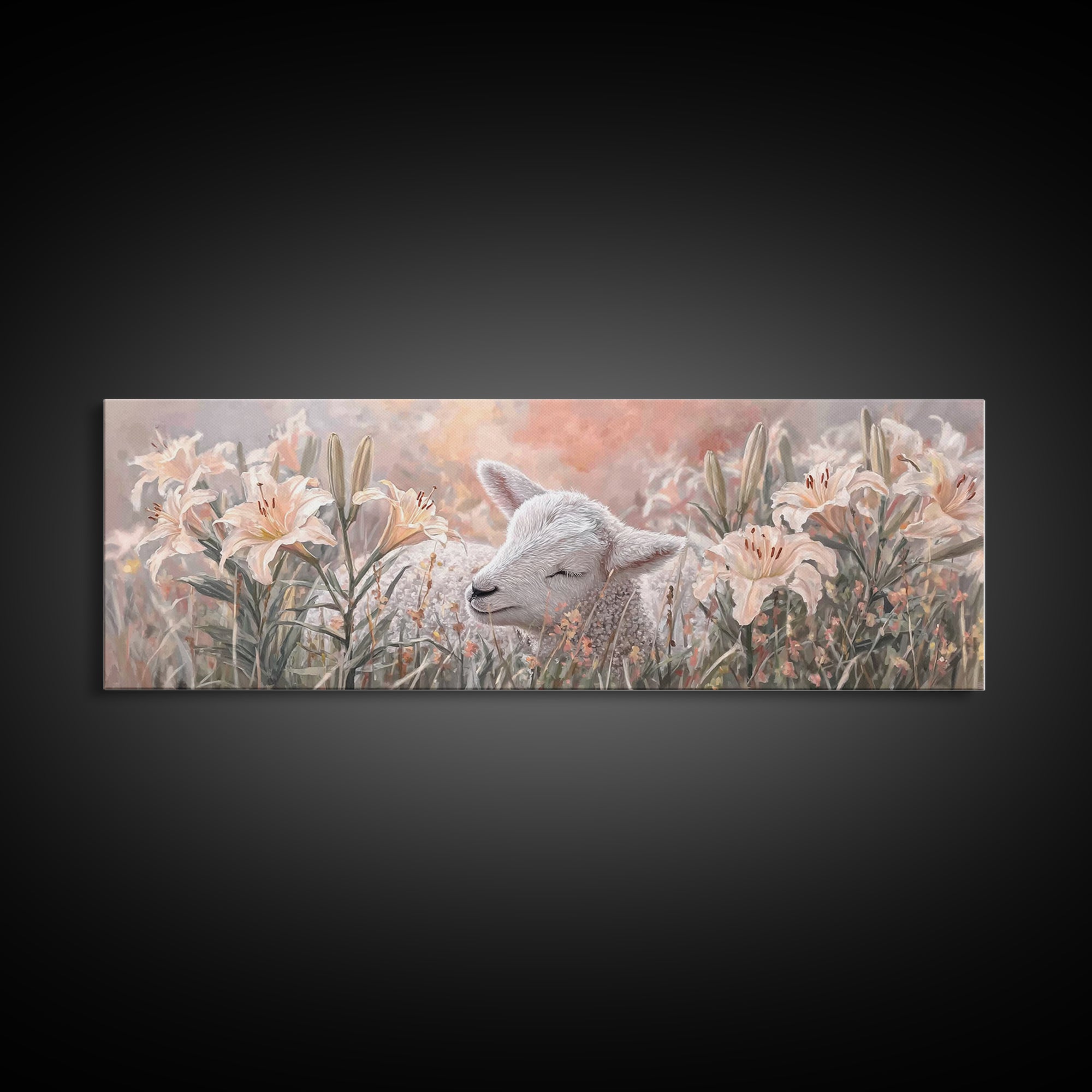 Garden Of Gentle Rest | Framed Canvas Print | Christian Wall Art | Christian Art Canvas | Christian Decor For Home | Panoramic Art | Christ