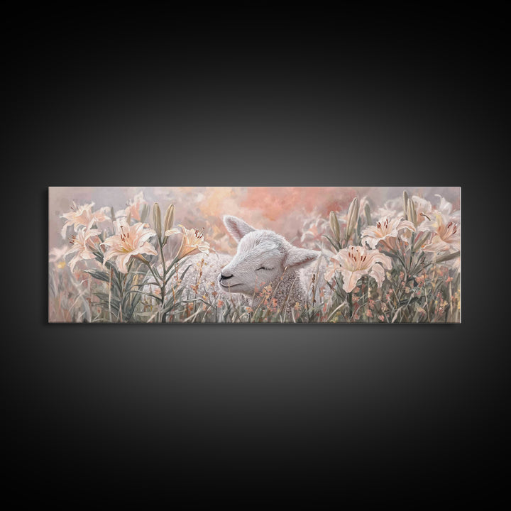 Garden Of Gentle Rest | Framed Canvas Print | Christian Wall Art | Christian Art Canvas | Christian Decor For Home | Panoramic Art | Christ