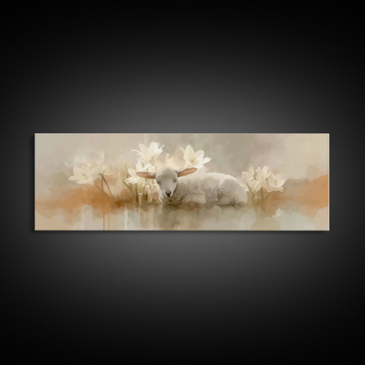 Lily Field Calm – Framed Canvas Print – Christian Art – Subtle Christian Paintings – Christian Art Canvas – Panoramic Print – Christian Wal