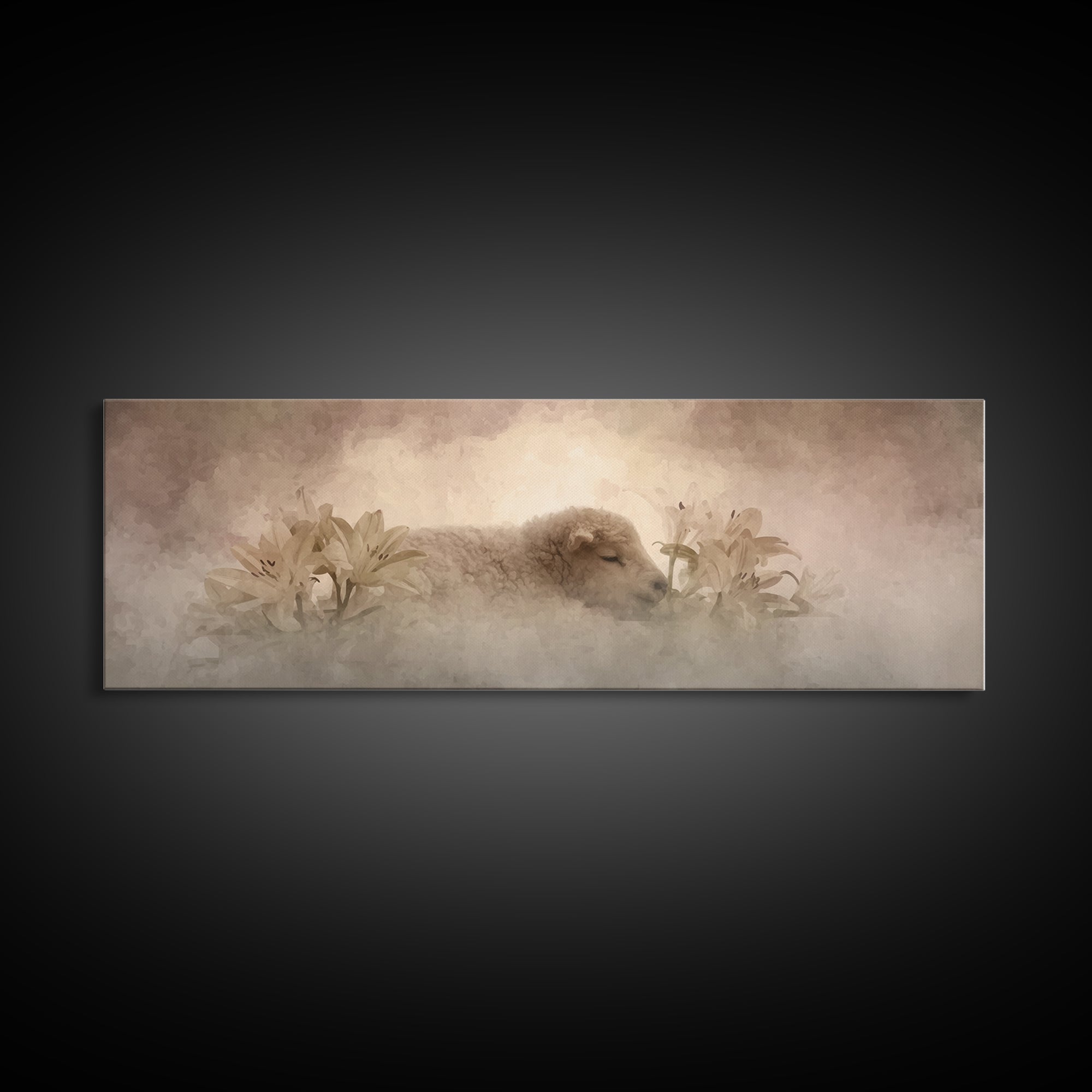 Soft Dawn Rest | Framed Canvas Print | Christian Art Work | Christian Art Canvas | Minimalist Christian Art | Panoramic Painting | Christia